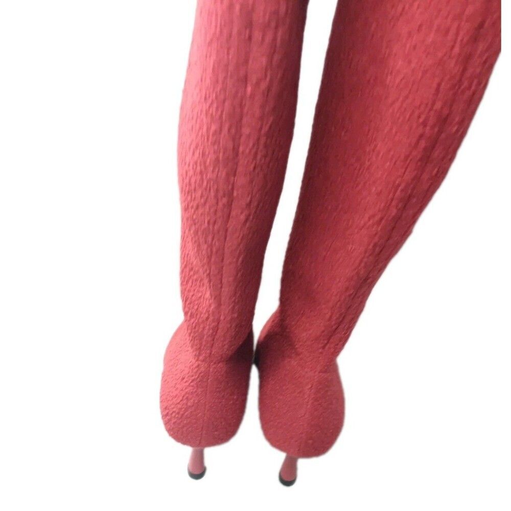 VIVAIA Abby Boots Size 7 Pointed-Toe Knee-High Heel Stretch Knit Red MSRP $269 - Picture 10 of 10